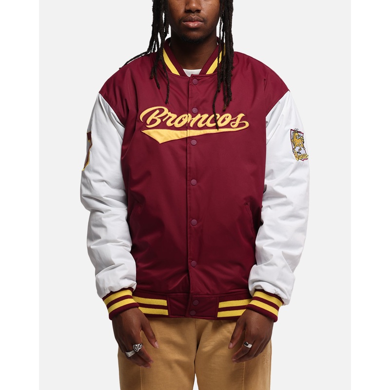 Bleacher Athletic Brisbane Broncos NRL 1908 Baseball Varsity Jacket Official Team Colour S