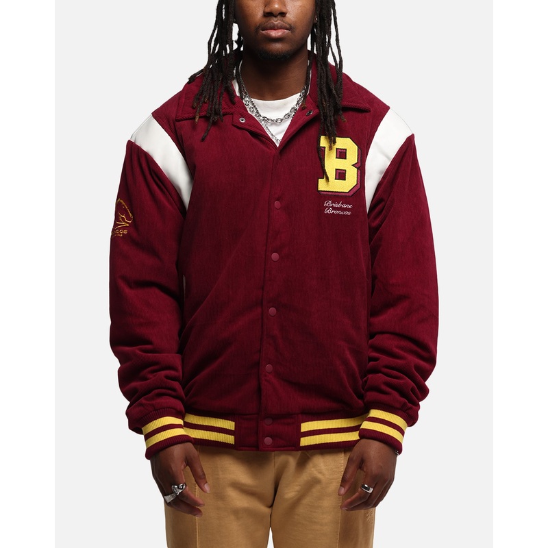 Bleacher Athletic Brisbane Broncos NRL 1908 Corduroy Varsity Jacket Official Team Colour S