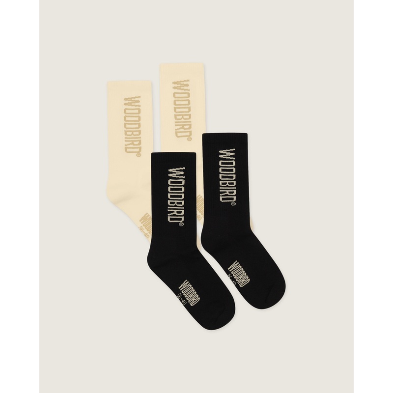 WBTennis Multi Logo Socks 2 Pack – Off White-Black 36-40