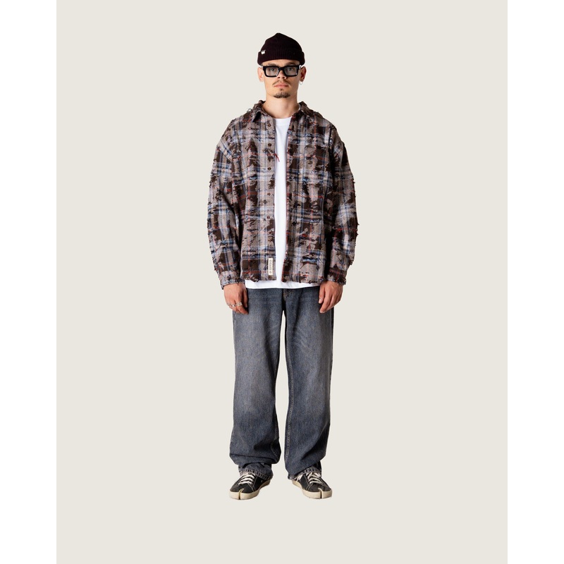 WBJong Ripped Shirt – Brown Check XS