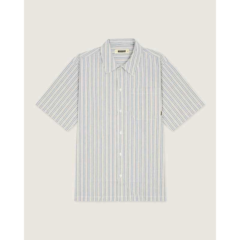 WBBanks Stripe Linen Shirt – Light Blue XS