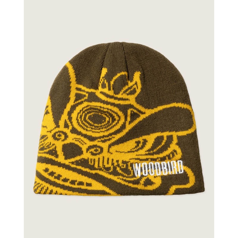 WBYan Lion JQ Beanie – Dark Brown-yellow One Size