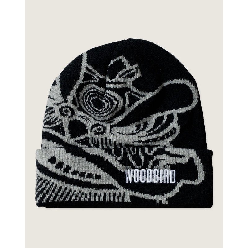 WBYan Lion JQ Fold Beanie – Black-Grey One Size