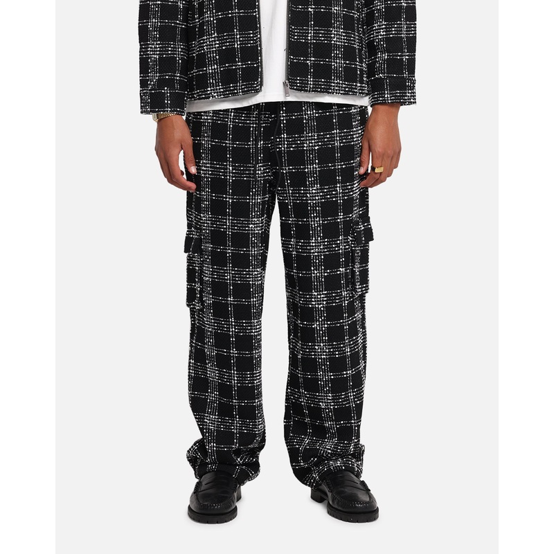 XXIII Boucle Tweed Cargo Pants Black/White S