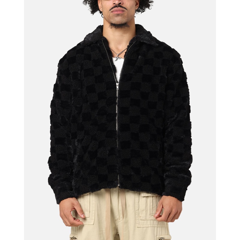 XXIII Checkerboard Fur Jacket Black S