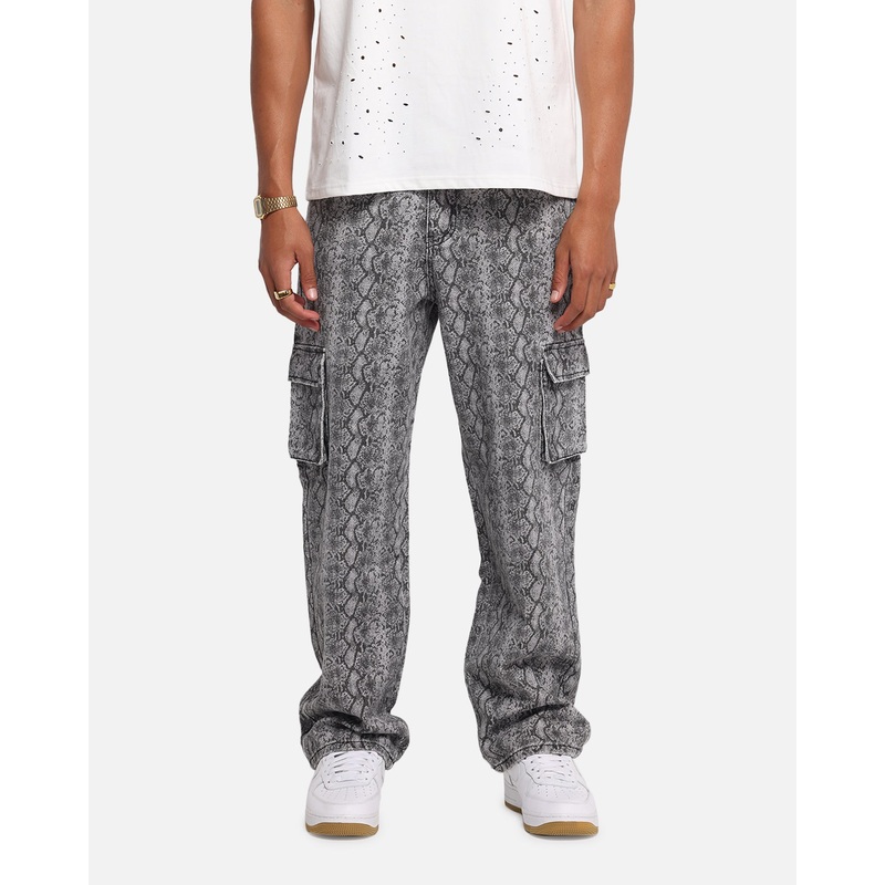 XXIII Snake Skin Cargo Pants Black Snake Print 28