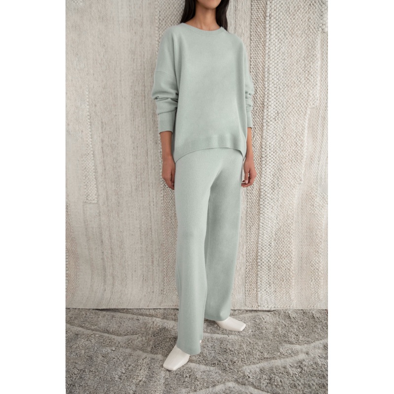 100% CASHMERE CREWNECK SWEATER Seagrass Extra Small