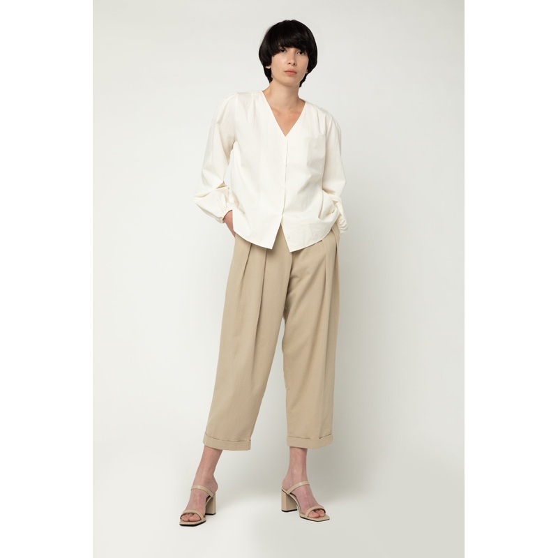 BUTTON FRONT TOP Cream Small