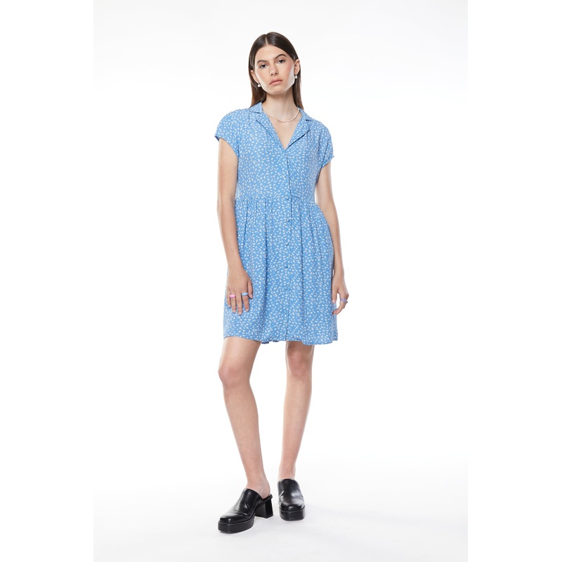 BUTTON UP MINI DRESS Pacific Coast Print Extra Small