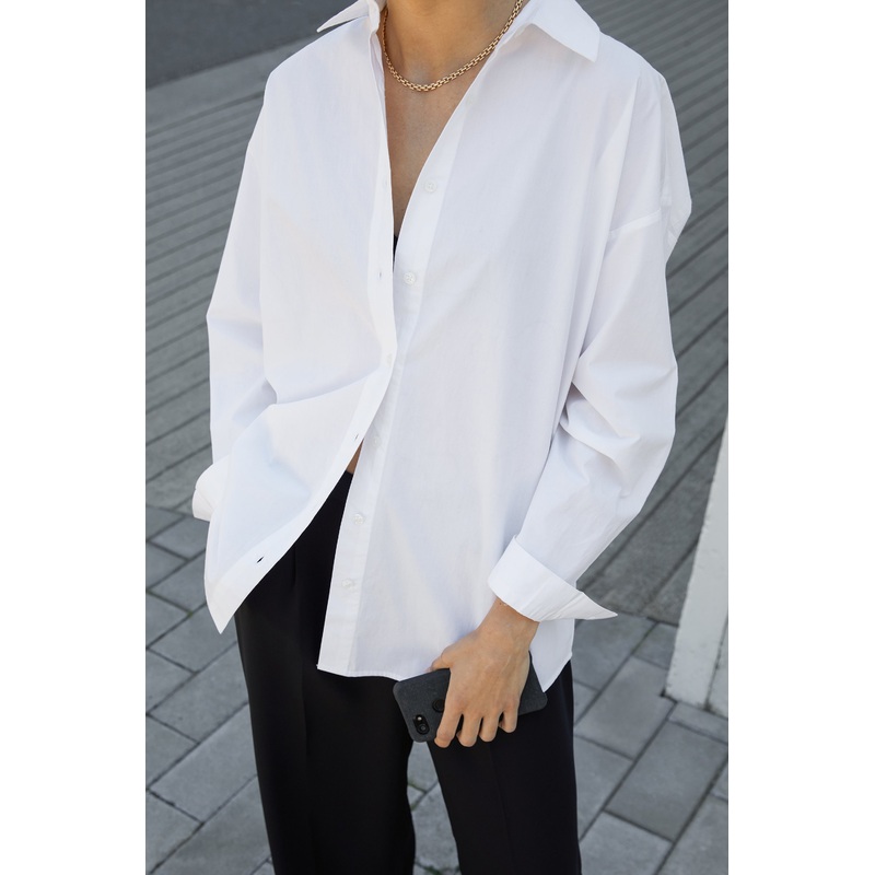 BUTTON UP POPLIN SHIRT White Extra Small