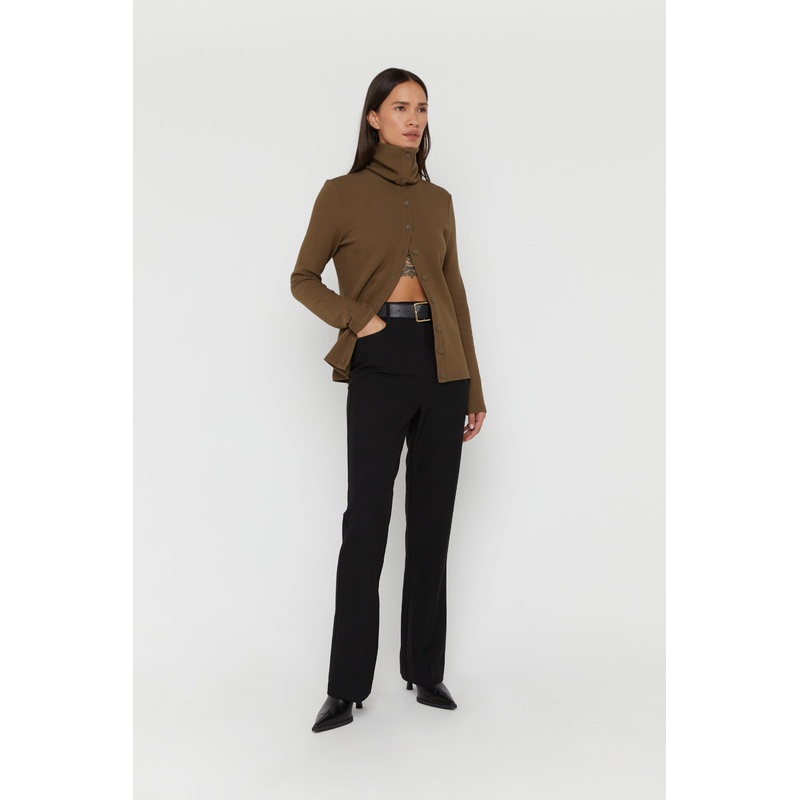 BUTTON UP TURTLENECK Beech Double Extra Small