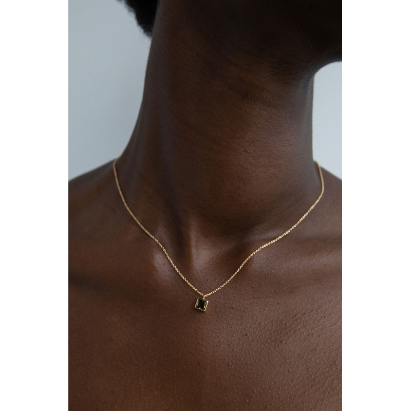 CABLE CHAIN NECKLACE WITH GEM Gold One Size