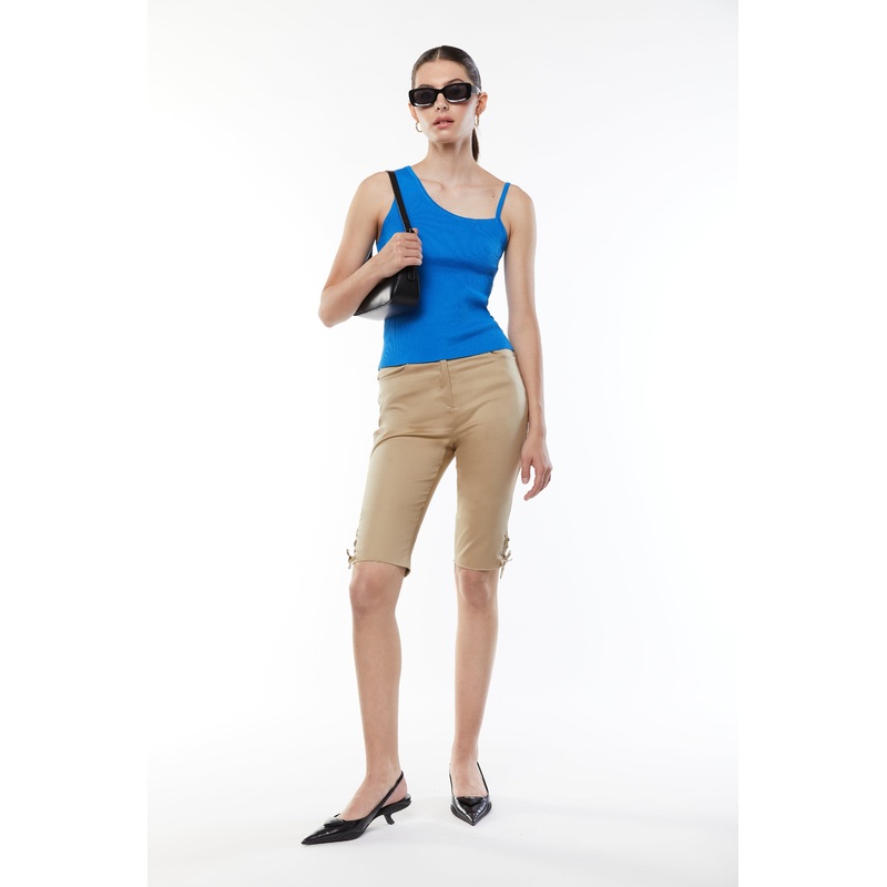 BERMUDA SHORT WITH LACE UP TIES Beige Small