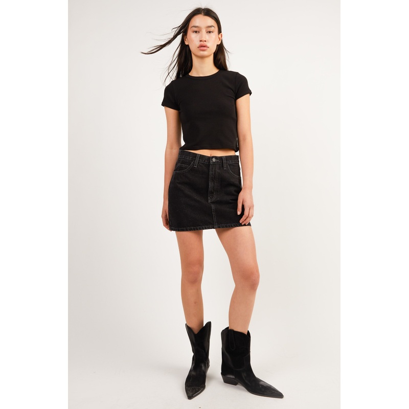 BLACK MINI JEAN SKIRT Washed Black 0