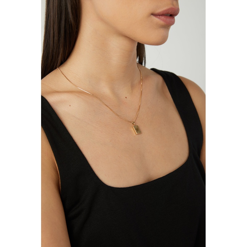 BOX CHAIN NECKLACE Gold One Size