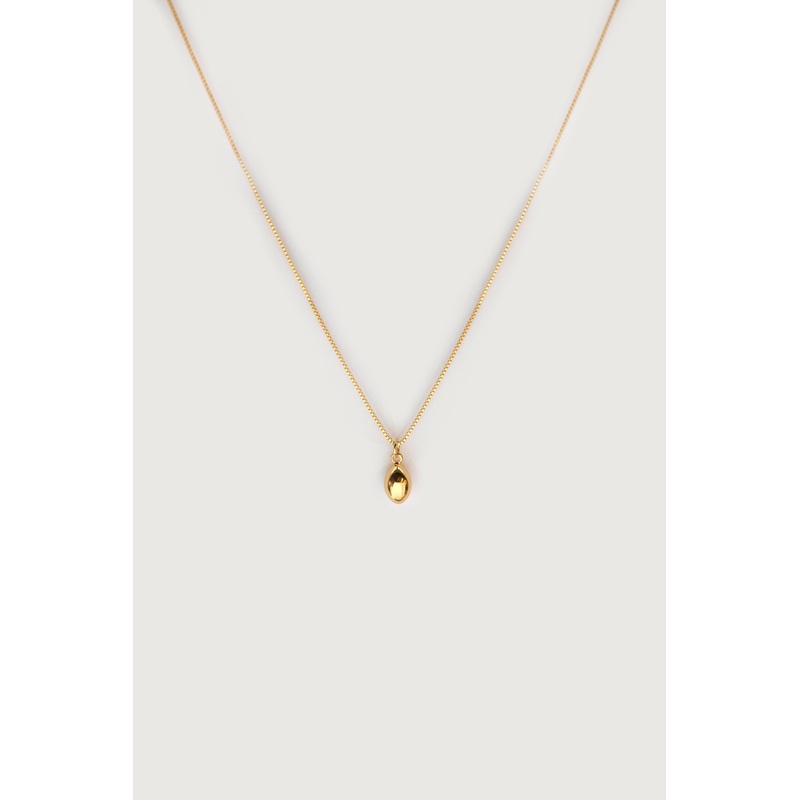 BOX CHAIN WITH OVAL PENDANT Gold One Size