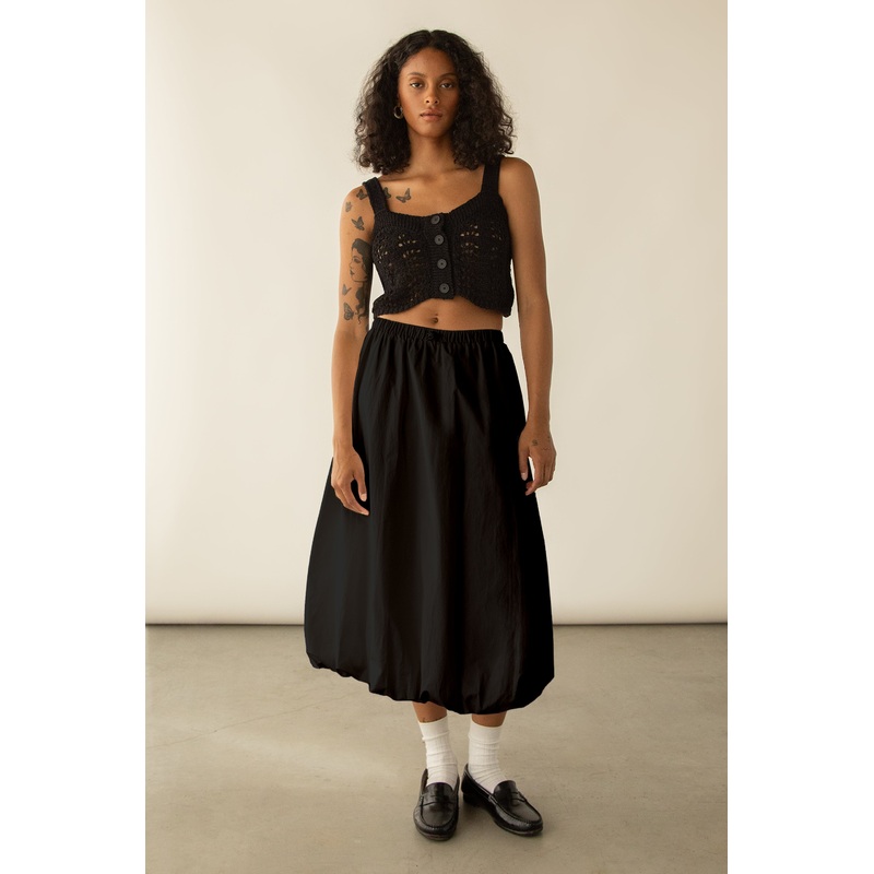 BUBBLE HEM MAXI SKIRT Black Extra Small