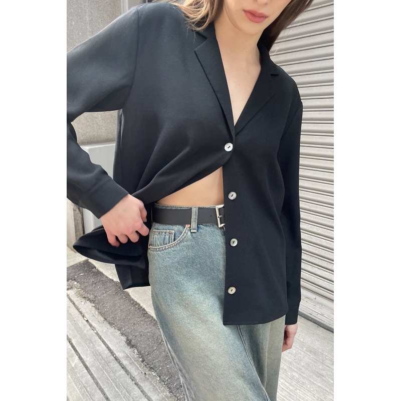 BUTTON UP BLOUSE Black Double Extra Small