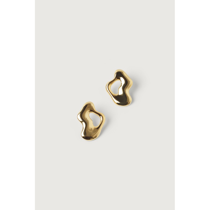 ABSTRACT LIQUID EARRING Gold One Size