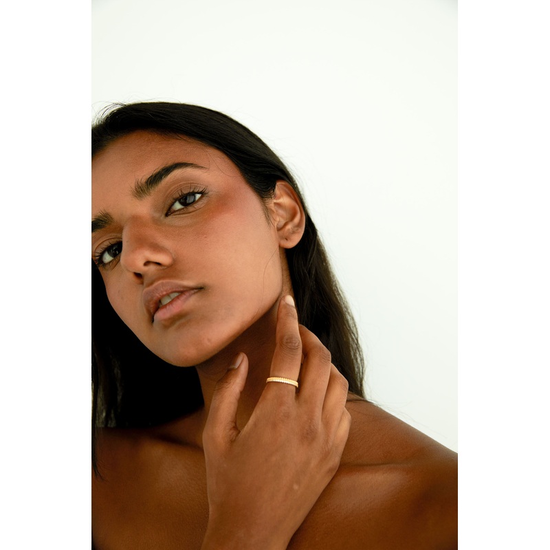 ADJUSTABLE ZIRCONIA BEADED RING Gold Black 6