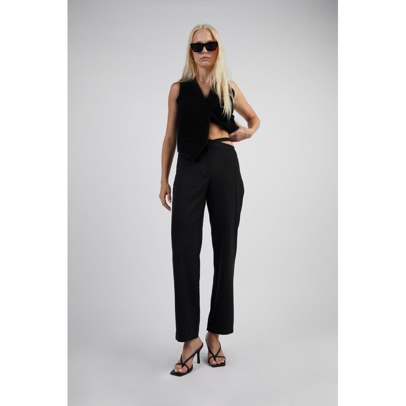 ASYMMETRIC WAIST PANT Black 0