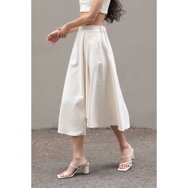 ASYMMETRICAL HEM MIDI SKIRT Cream Small