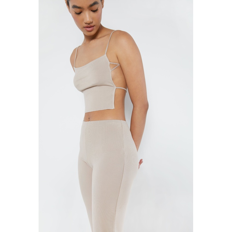 BACKLESS TANK Taupe Double Extra Small