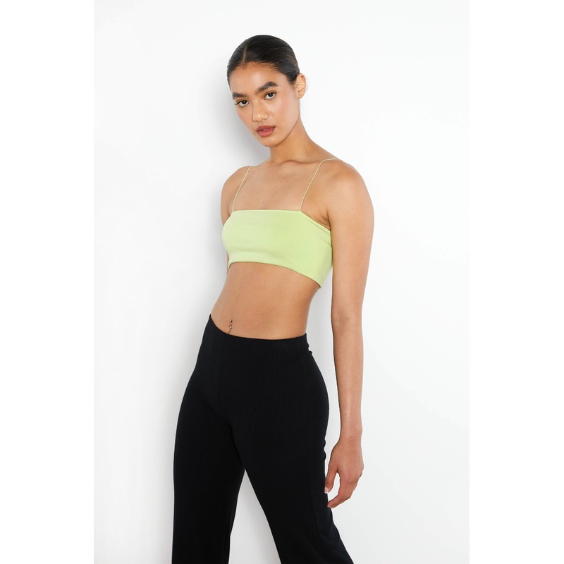 BANDEAU WITH STRAPS Lettuce Green Double Extra Small