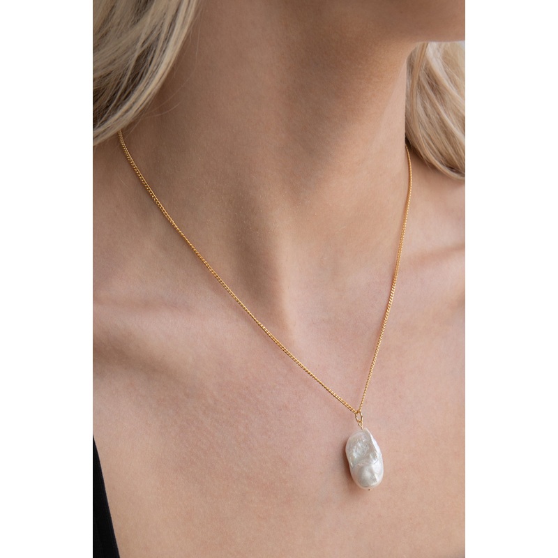 BAROQUE PEARL NECKLACE Gold One Size