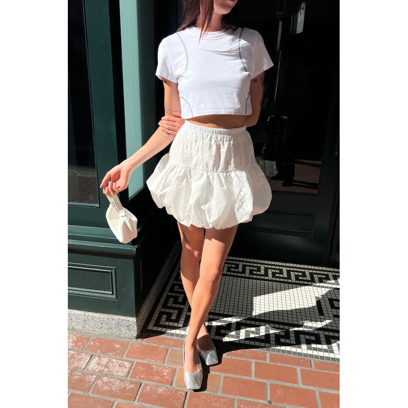 BUBBLE HEM MINI SKIRT White Extra Small