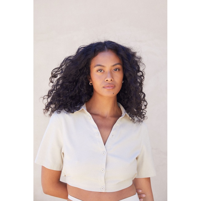 CROPPED SHIRT WITH BACK CUTOUT Pelican Extra Small