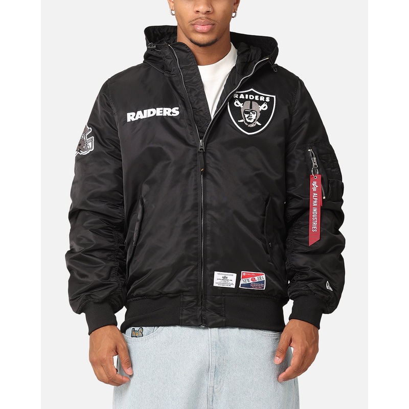 New Era Las Vegas Raiders Alpha Industries L-2B Hooded Bomber Jacket Black S