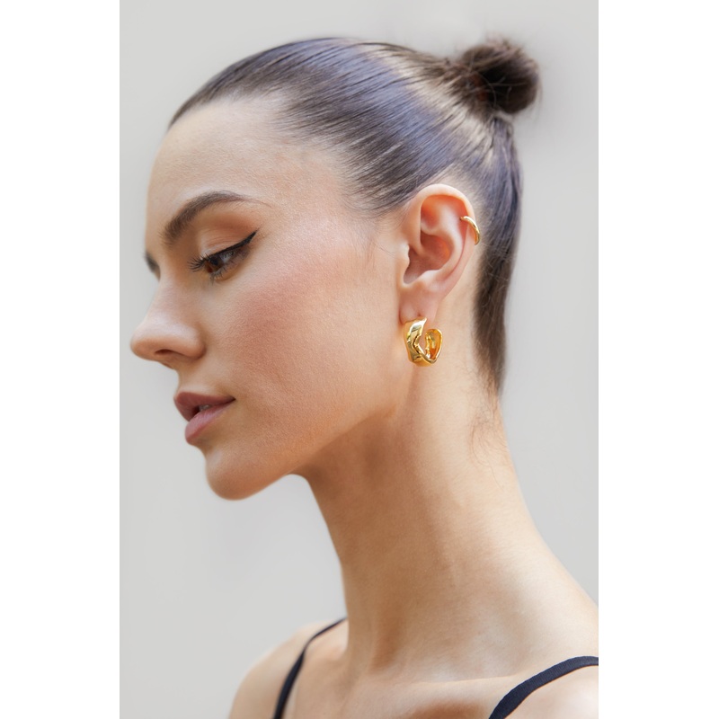 ABSTRACT CHUNKY HOOPS Gold One Size