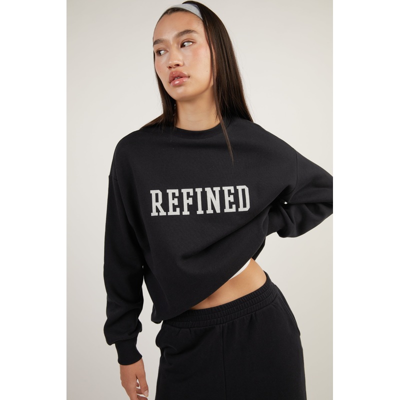 REFINED GRAPHIC LETTERING SWEATSHIRT Black Double Extra Small