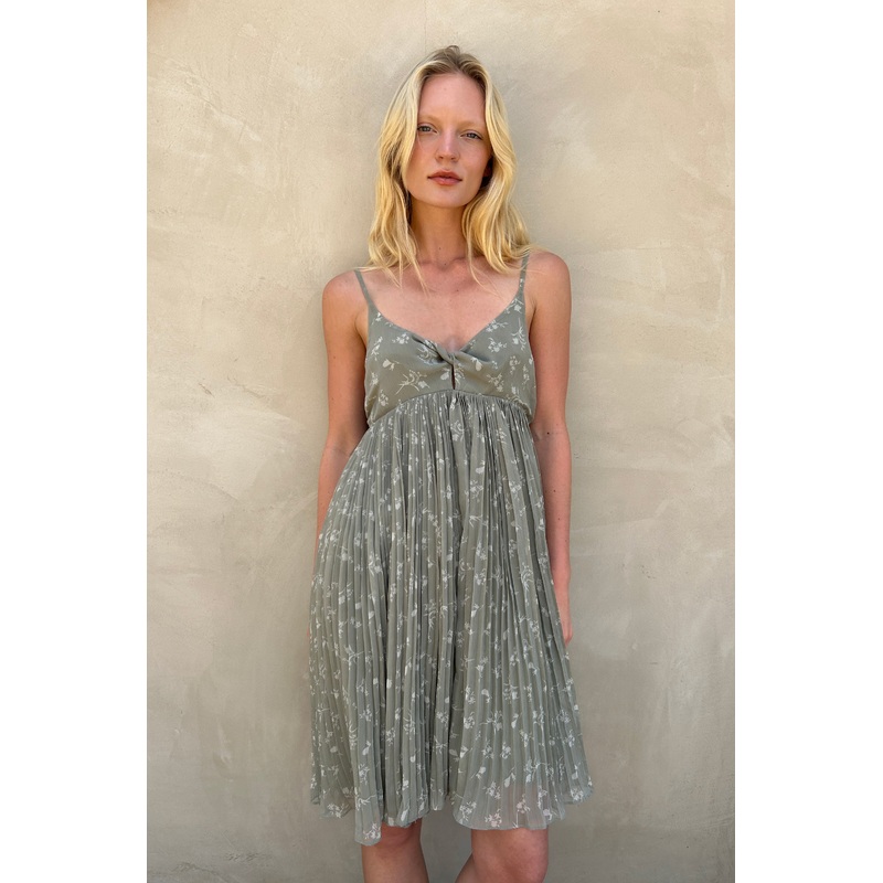 TWIST FRONT PRINTED DRESS Seagrass Print Extra Small