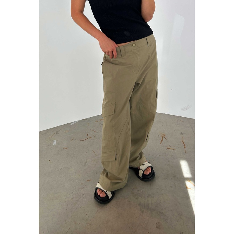 COTTON NYLON CARGO PANT Dark Aloe 0