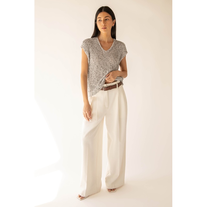 CROCHET SWEATER VEST MEDIUM GREY Extra Small