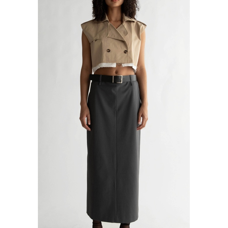 CROPPED TRENCH VEST Beige Small