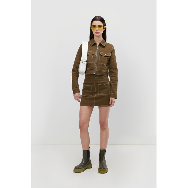 CROPPED TWILL JACKET Beech Double Extra Small