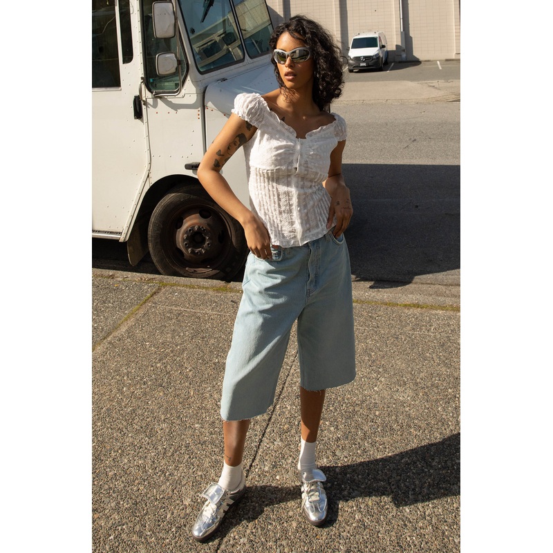 CAP SLEEVE RUCHED BLOUSE White Extra Small