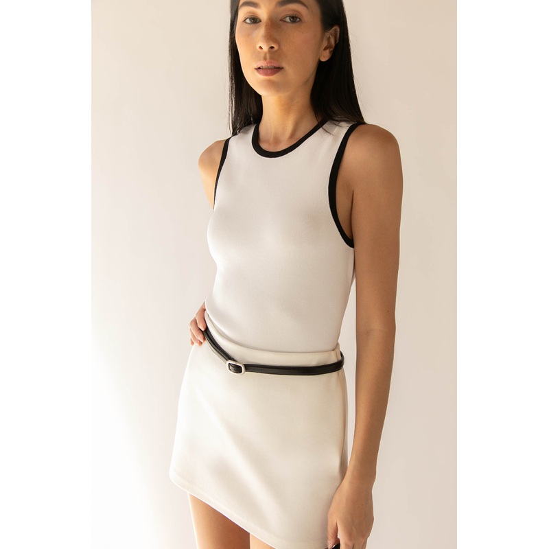 CONTRAST TRIM RACER BACK TANK TOP Birch Black Extra Small