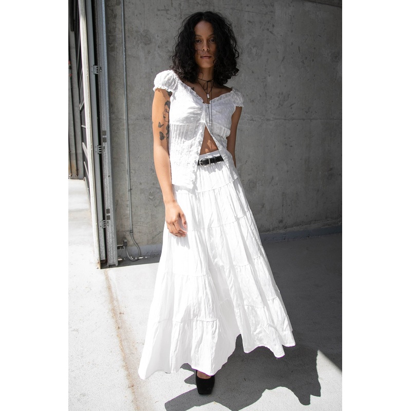 FIVE TIERED MAXI SKIRT White Extra Small