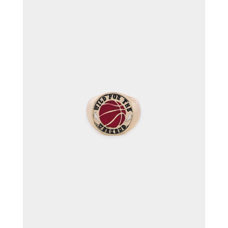 Wild For The Weekend Baller Basketball Signet Ring (Large) Gold L