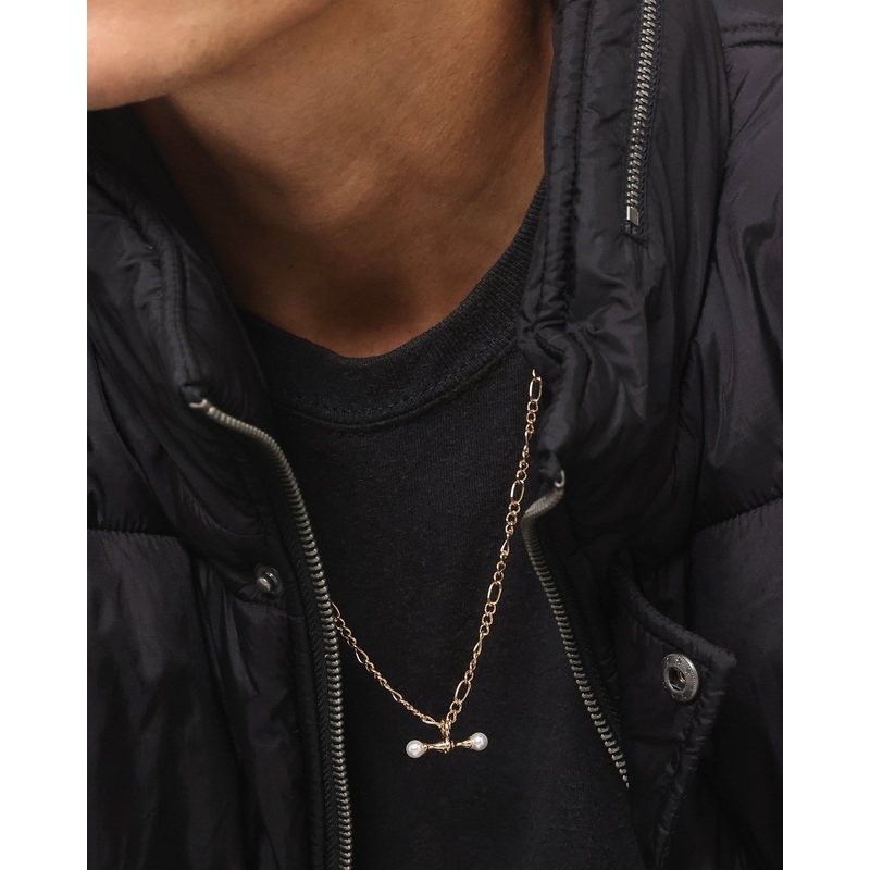 Wild For The Weekend Pearl T-Bar Necklace Gold ONE