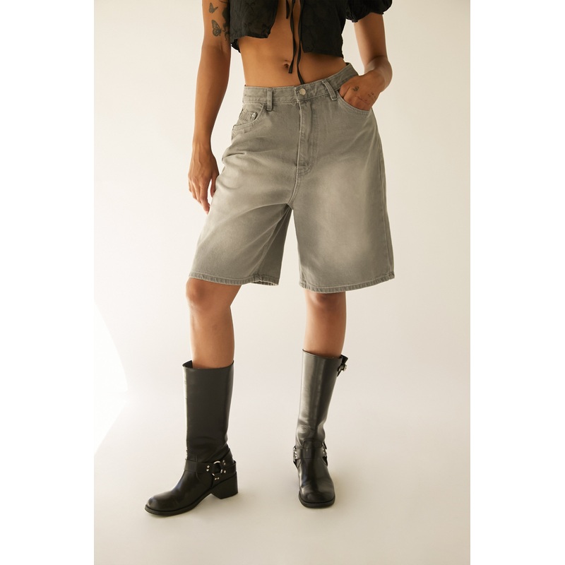 BERMUDA DENIM SHORTS Grey Wash Extra Small