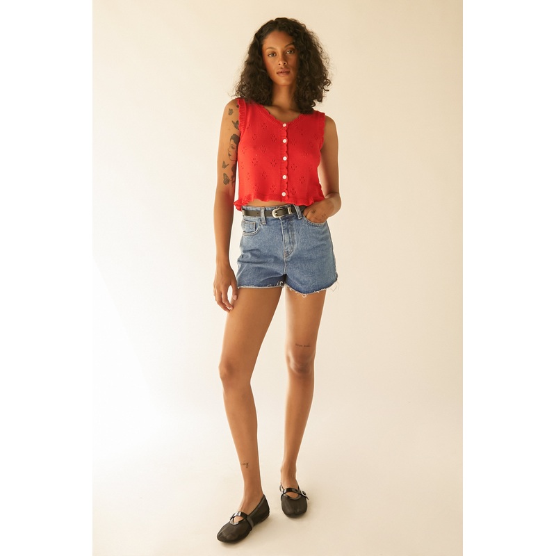 CUT OFF DENIM SHORTS Dark Wash Extra Small