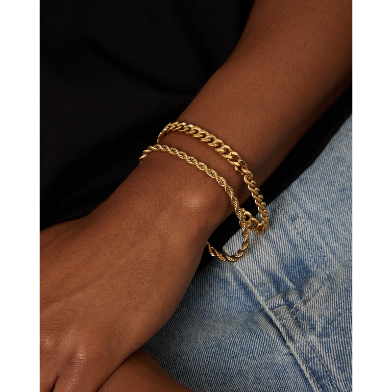 NXS Cuban Rope Bracelet Set Gold 7