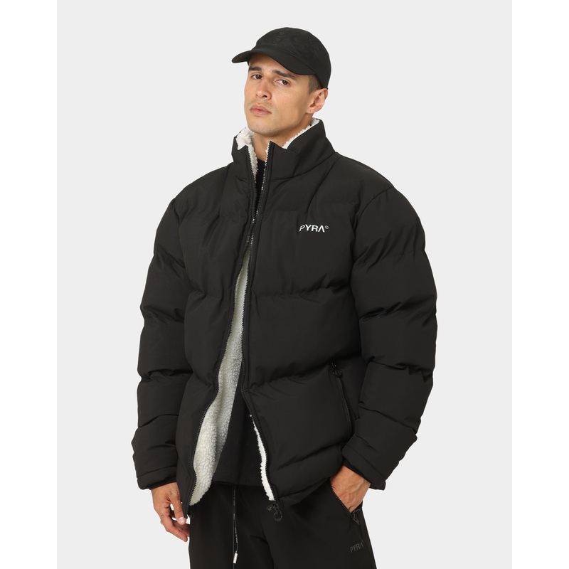 PYRA Sherpa Puffa Jacket Black/White 2XL