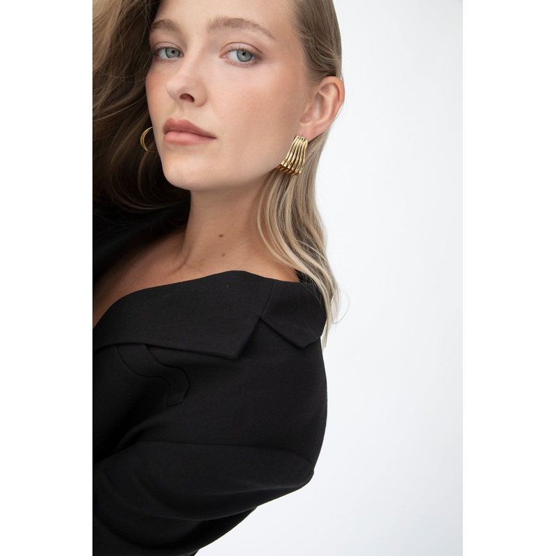 SIX HOOP ABSTRACT EARRING Gold One Size