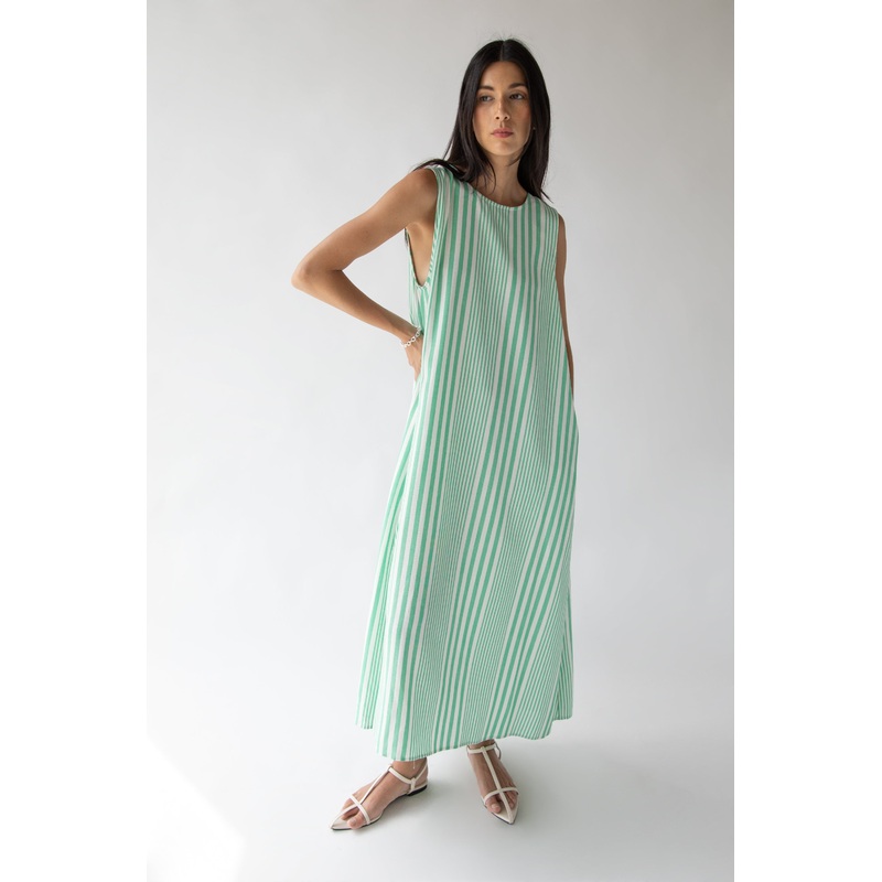 TANK STYLE STRIPED DRESS Green Extra Small
